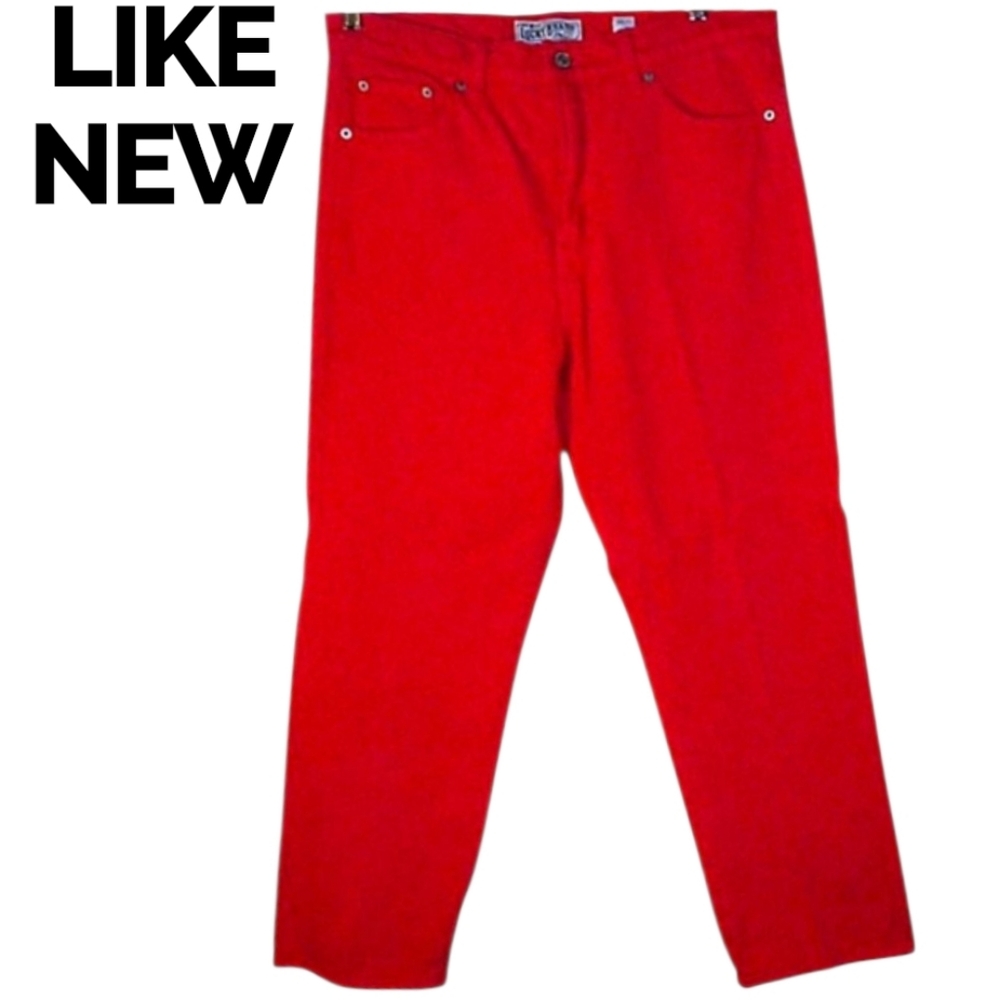 LUCKY BRAND Women's Red Denim Mid-Rise Straight Leg Jeans